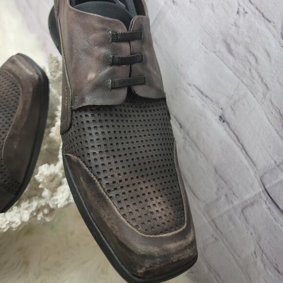 CALVEST Brown 360° Social Texture Leather Oxford Shoe Perforated Business Casual main image 6